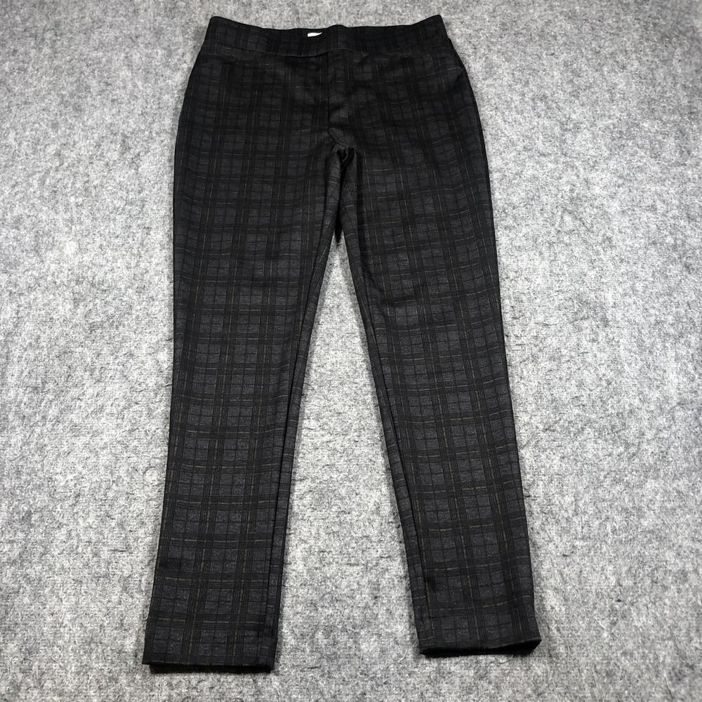 Calvin Klein Pants Womens 8 Gray Plaid Ponte Slim Dress Work Stretch Pockets